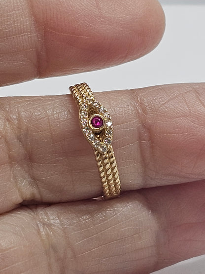 14K Gold Turkish Eye Ring - Anillo ojo turco de 14k
