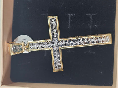 14K Gold 2-Tone Cross Pendant - Dige Cruz 14k Oro 2 Tonos