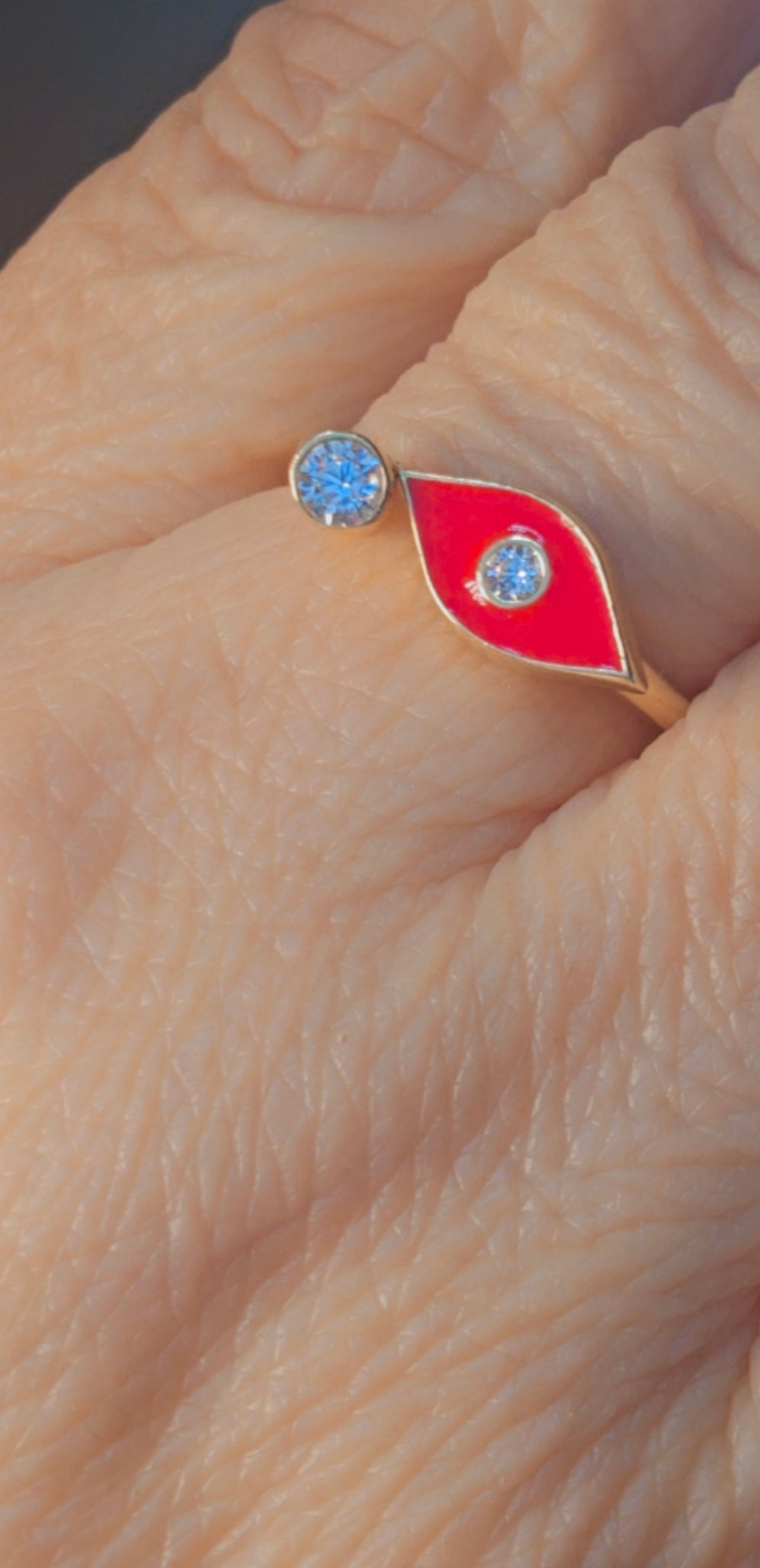 14K Gold Eye Ring - Anillo Ojo  14K Oro