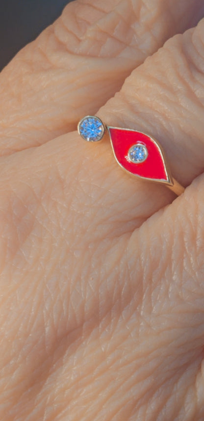 14K Gold Eye Ring - Anillo Ojo  14K Oro