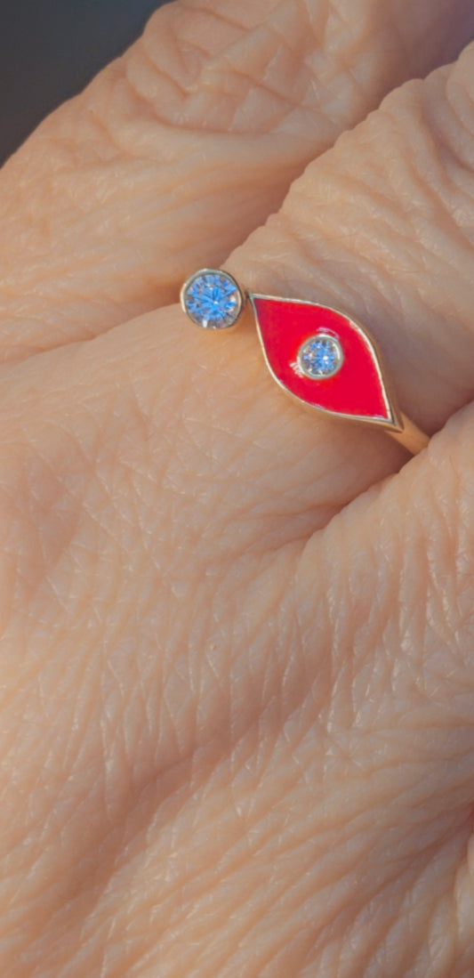 14K Gold Eye Ring - Anillo Ojo  14K Oro