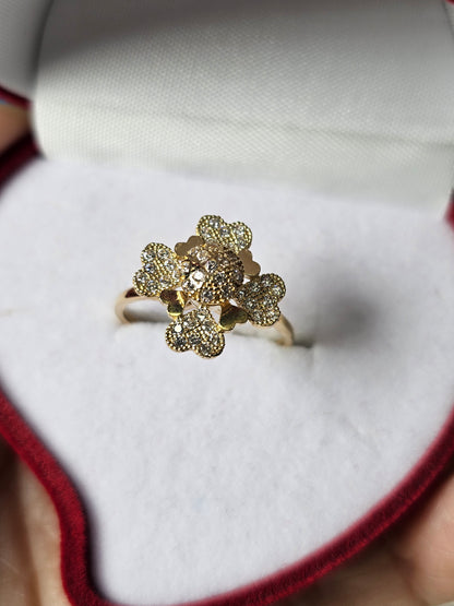 14K Gold Spinning Clover Ring - Anillo Giratorio Trebol 14k