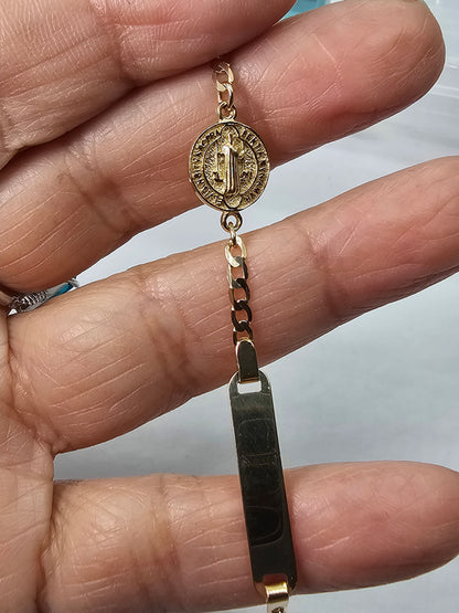 14K Gold Saint Benedict Bracelet for Child - Brazalete para Niño 14k Oro