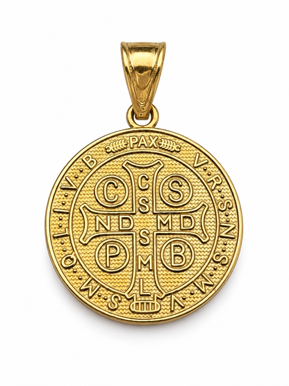 Medalla Redonda de San Benito en Oro 10K
