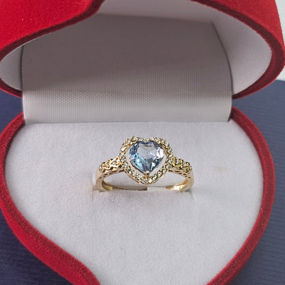 Anillo 14k Oro Amarillo Corazón Marzo 8.5