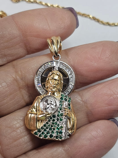 14K Gold Saint Jude Pendant - Dige San Judas Tadeo 14k