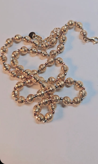 10K Gold Diamond-Cut Beaded Necklace 6mm - Gargantilla Bolita 10k Oro 6mm