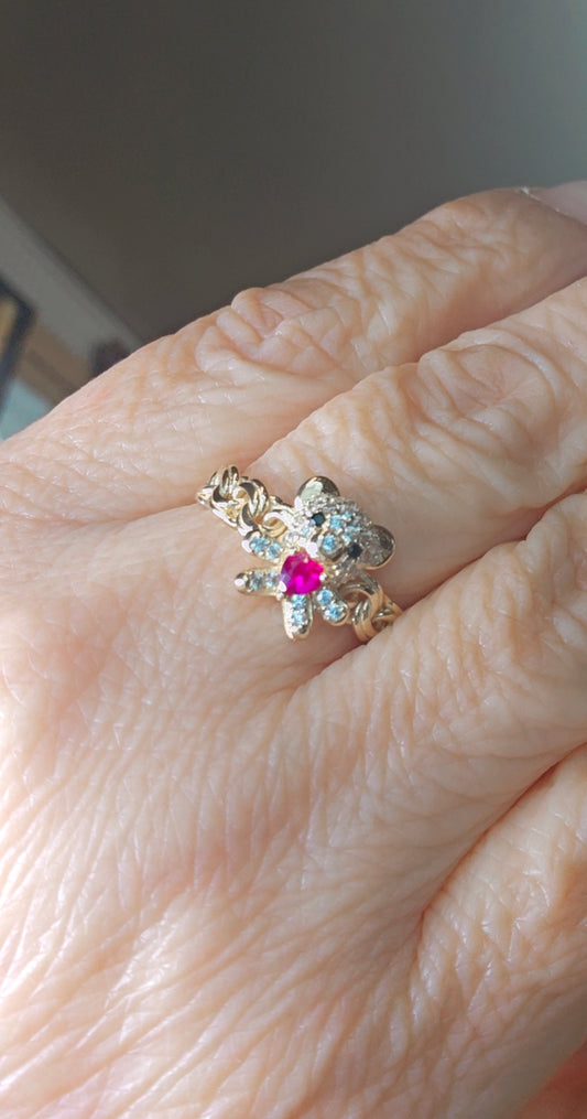 14k Gold Bear Ring #7 - Anillo De Osito 14k oro Solido #7
