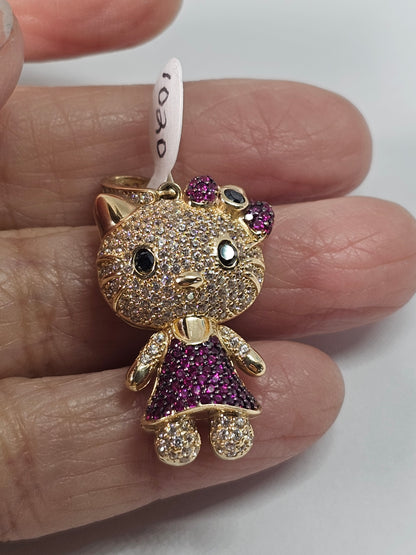 14K Gold Kitty Pendant - Dige de Gatita Oro 14k