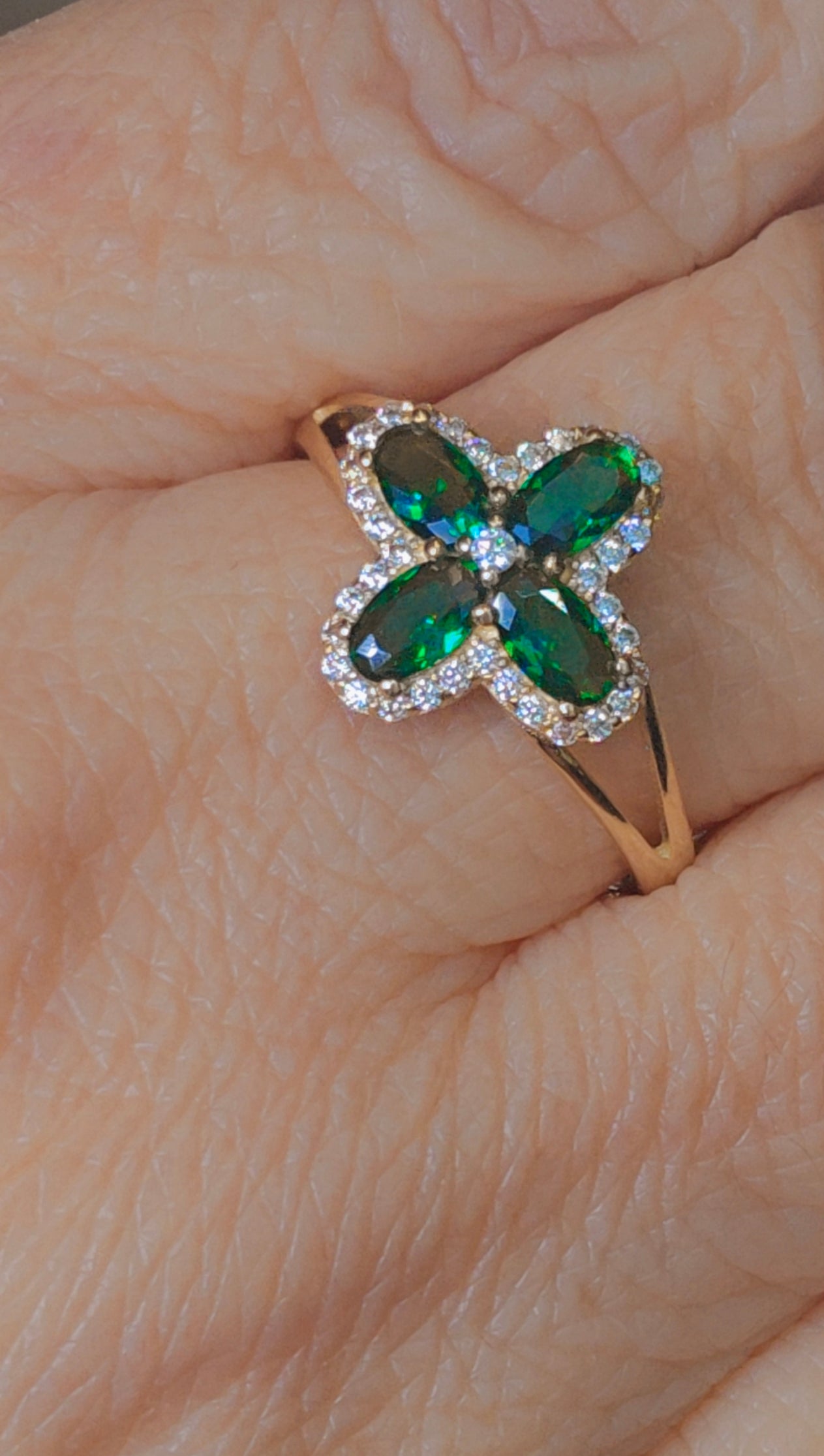 Anillo Oro 14k Piedra Verde #8