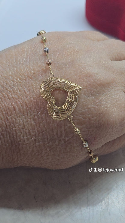 14K Gold Heart Bracelet - Brazalete 14k Corazón