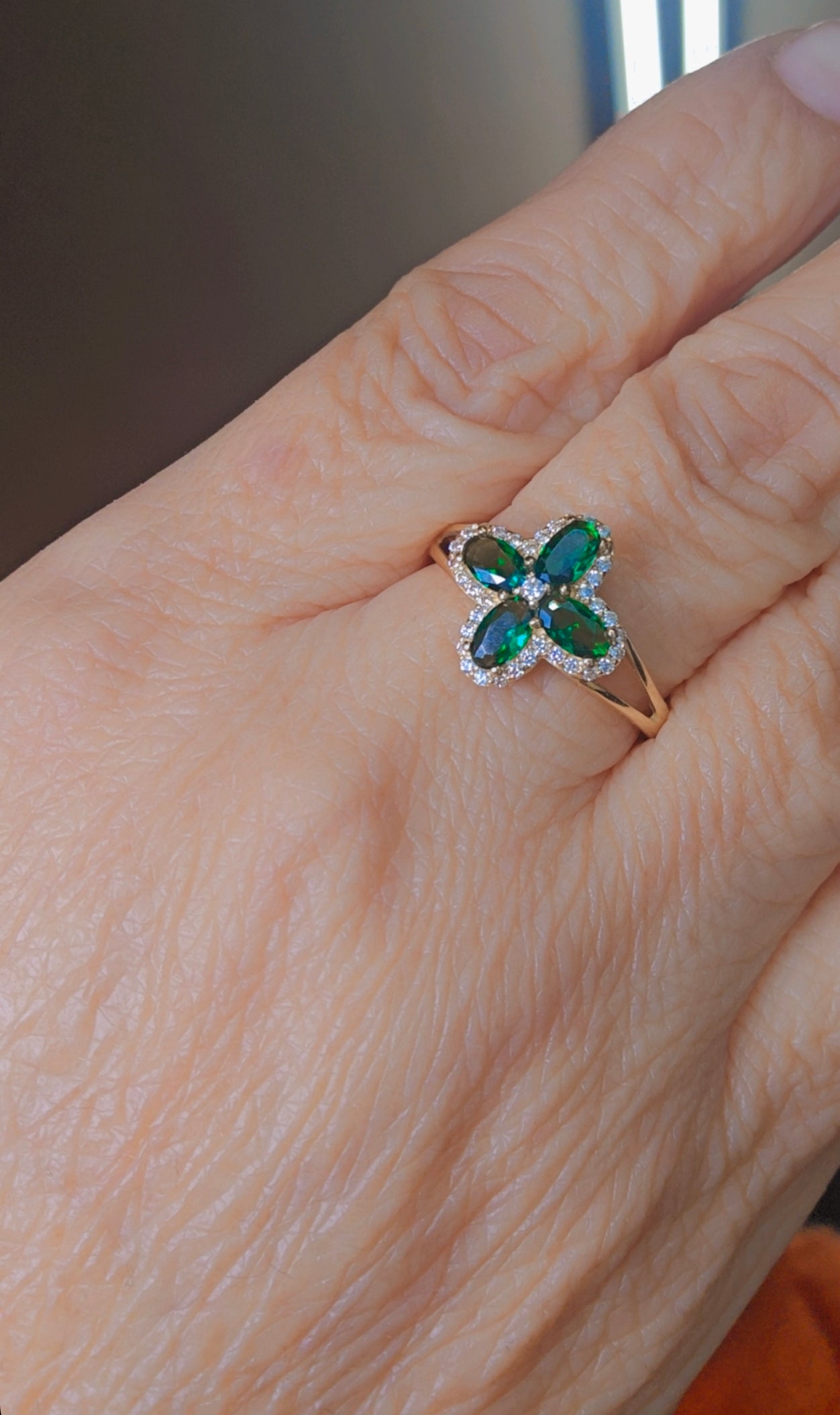 Anillo Oro 14k Piedra Verde #8