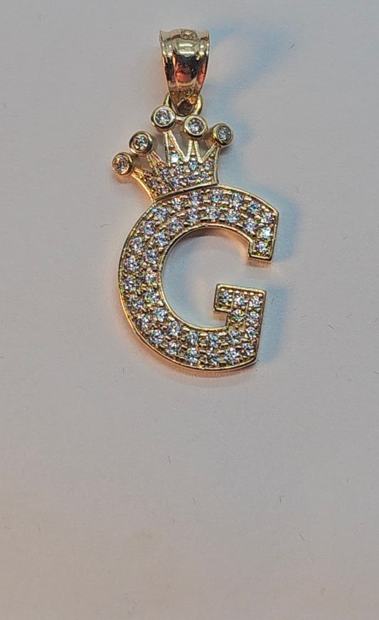 Letter 'G' Pendant 14k Gold - Dige Inicial 'G' Oro 14k CZ