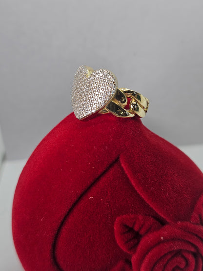 14K Gold Heart Ring w/CZ accents - Anillo 14k De corazón