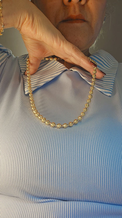 10K Gold Diamond-Cut Beaded Necklace 6mm - Gargantilla Bolita 10k Oro 6mm