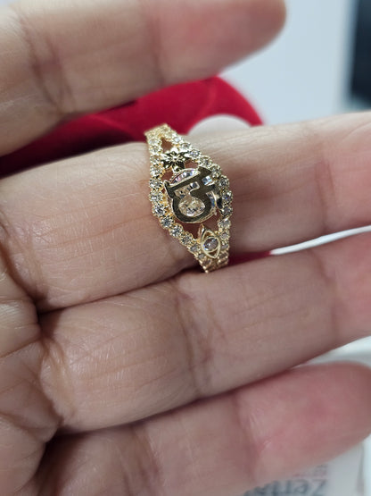 14K Gold Quinceañera Ring - Anillo de 15 Años 14k