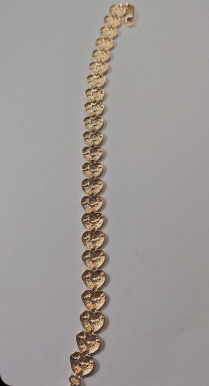 14K Gold Heart Nugget Bracelet - Brazalete Nugget Corazón 14K