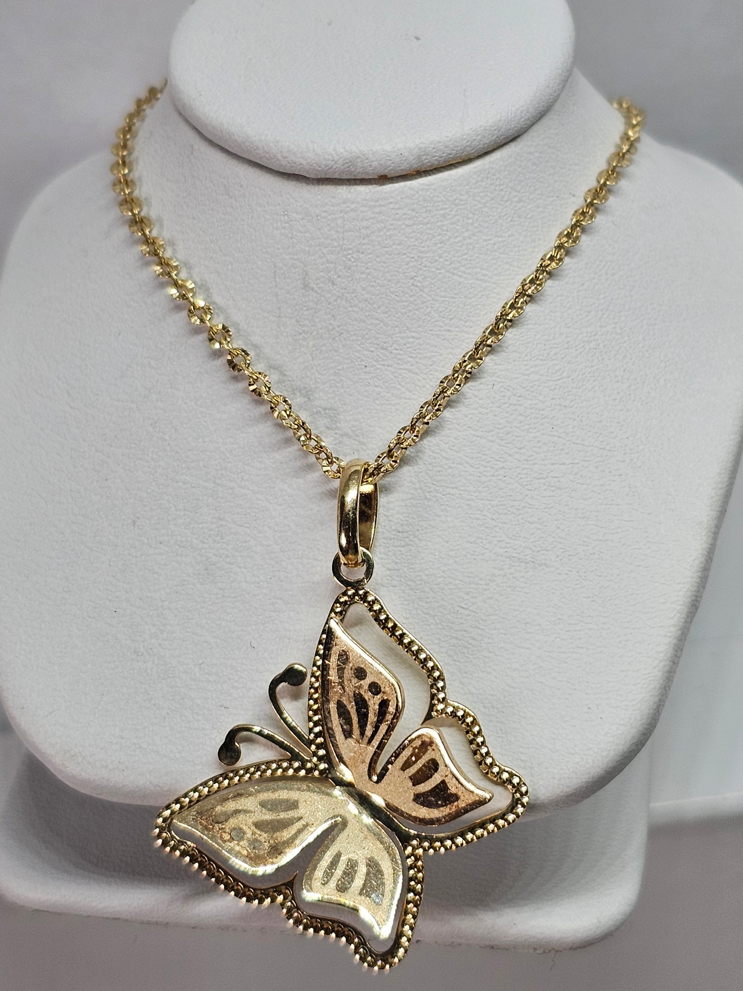 Set Dige Mariposa y cadena 14k