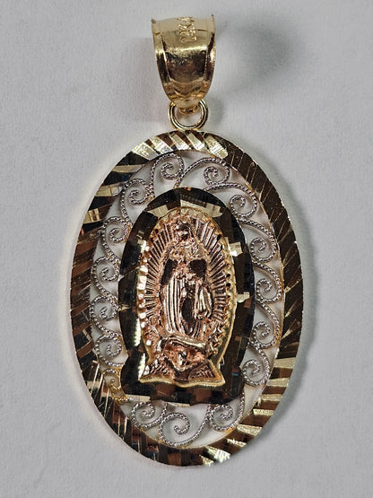 14K Gold Virgin Mary Pendant - Dige Virgen de Guadalupe 14K