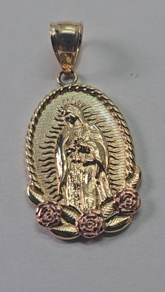 14k Gold Virgin Mary Pendant - Dige Virgen de Guadalupe Oro 14K