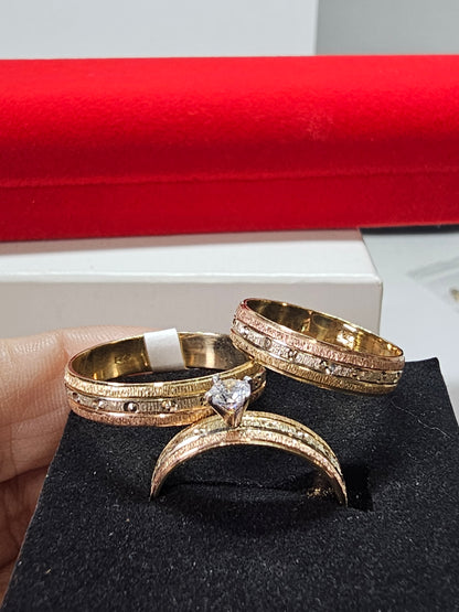 14K Gold Wedding Ring Set for Couple - Set de Anillos de Boda 14k