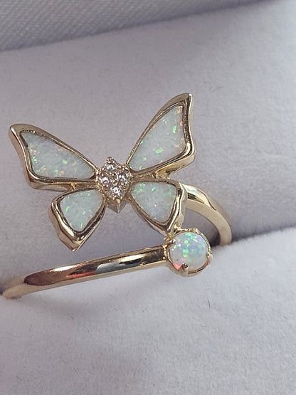 Anillo Mariposa Opalo Oro 14k #7
