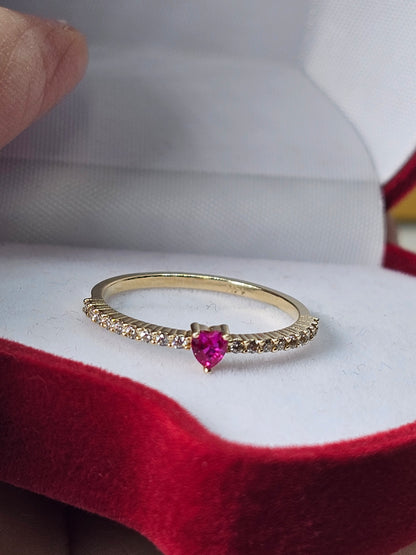 Anillo 14k corazón