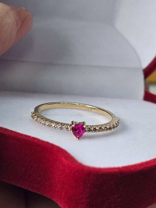 Anillo 14k corazón