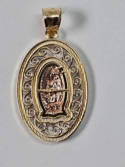 14K Gold Virgin Mary Pendant - Dige Virgen de Guadalupe 14K