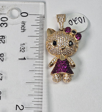 14K Gold Kitty Pendant - Dige de Gatita Oro 14k