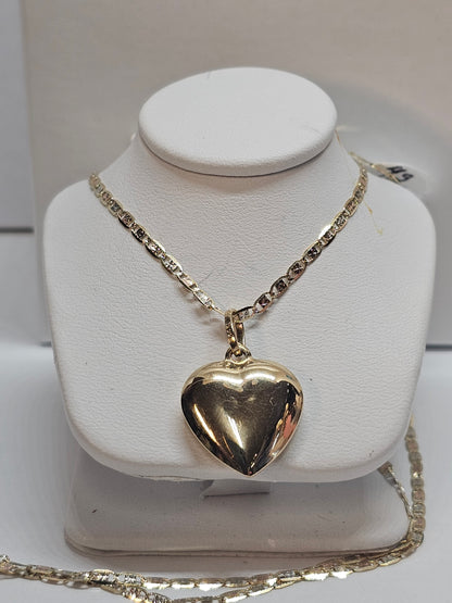 14K Gold Chain and Bubble Heart Pendant - Dige de Corazón y Cadena 14k oro
