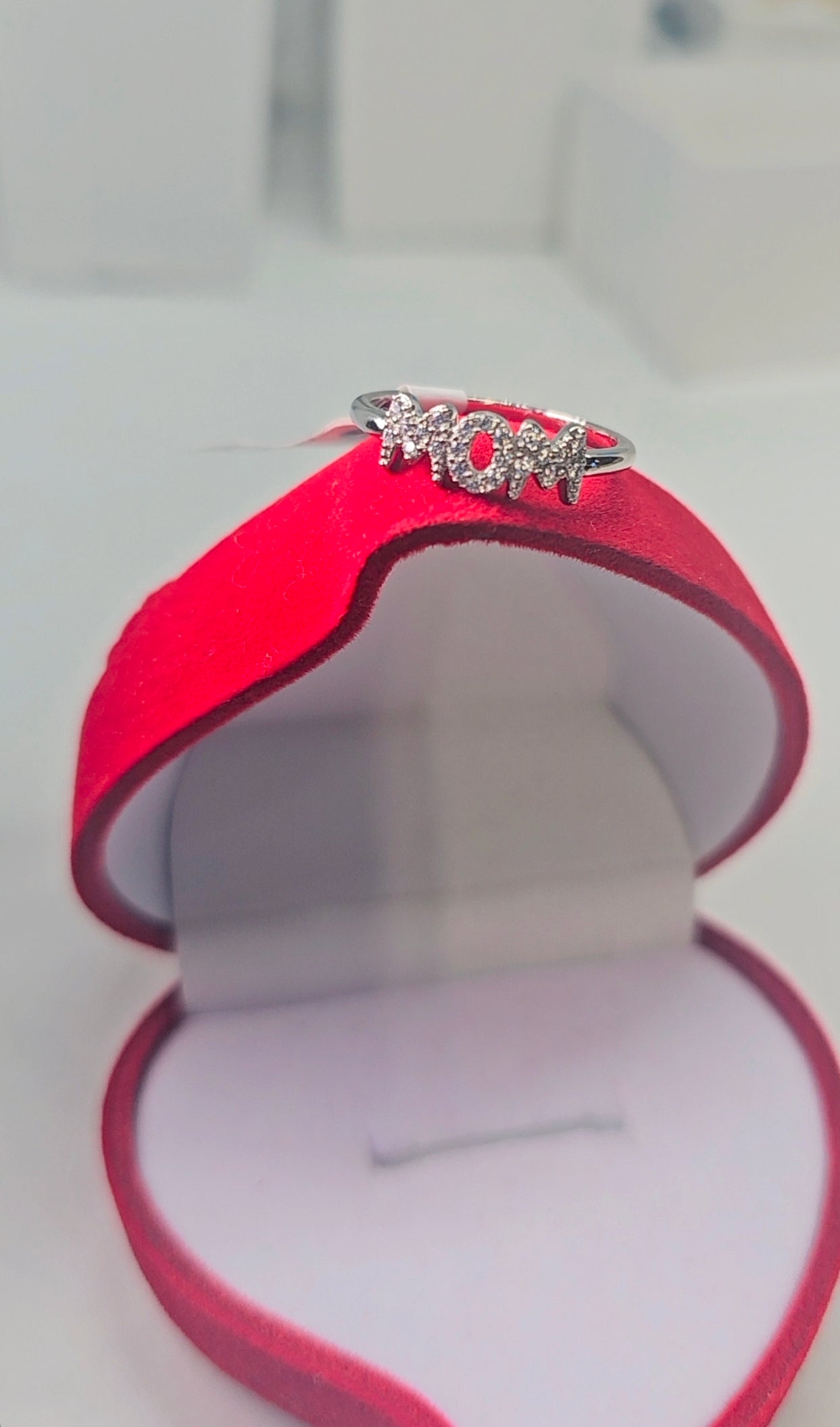 Silver 925 Rhodium Plated "Mom" Ring