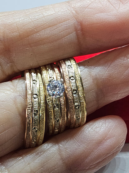 14K Gold Wedding Ring Set for Couple - Set de Anillos de Boda 14k