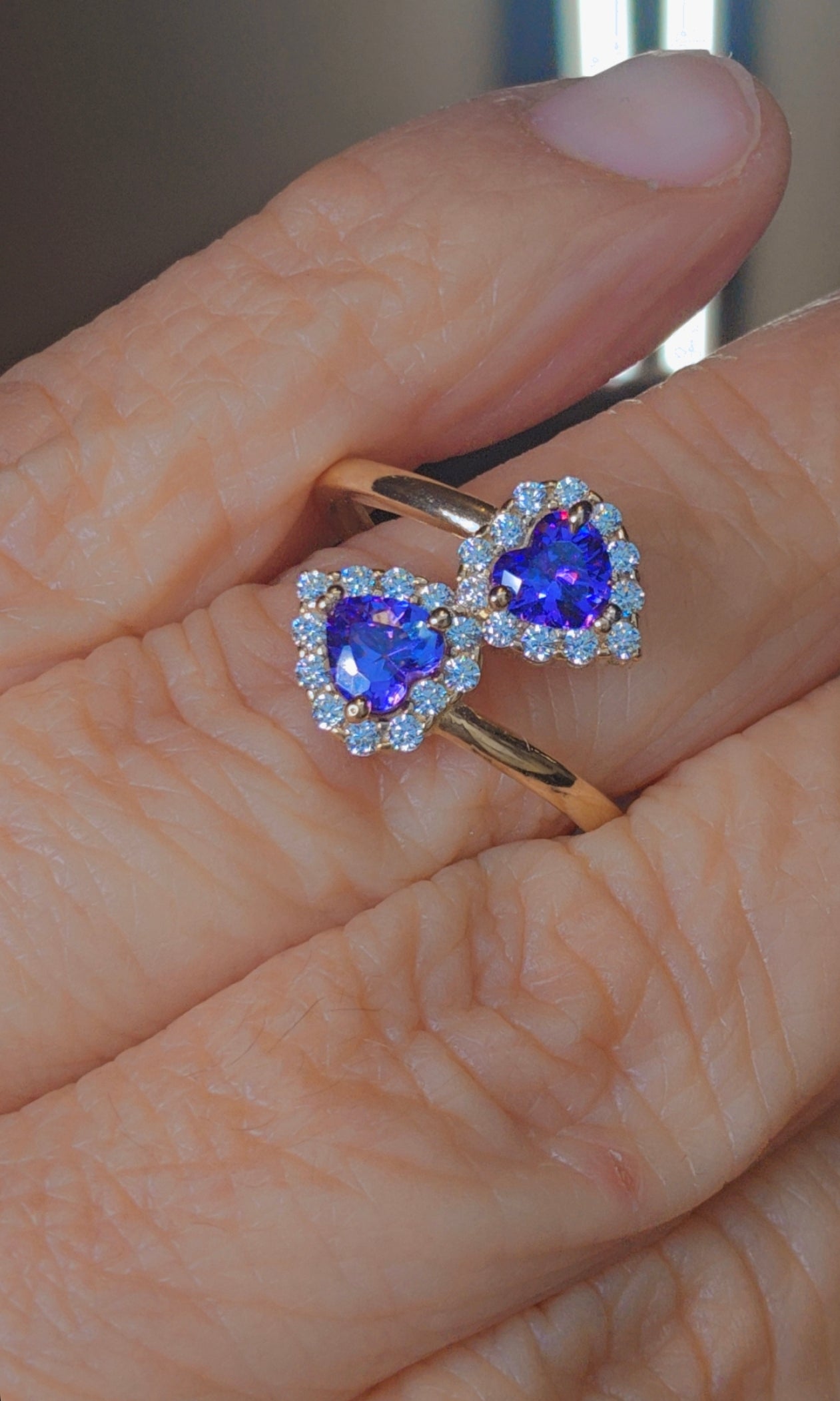 Anillo Doble Corazón Oro 14k #8