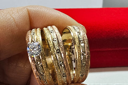 14K Gold Wedding Ring Set for Couple - Set de Anillos de Boda 14k