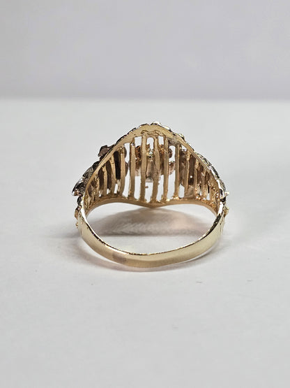 14K Gold 3-Tone Ring with Rose - Anillo con Rosa 3 tonos  14k