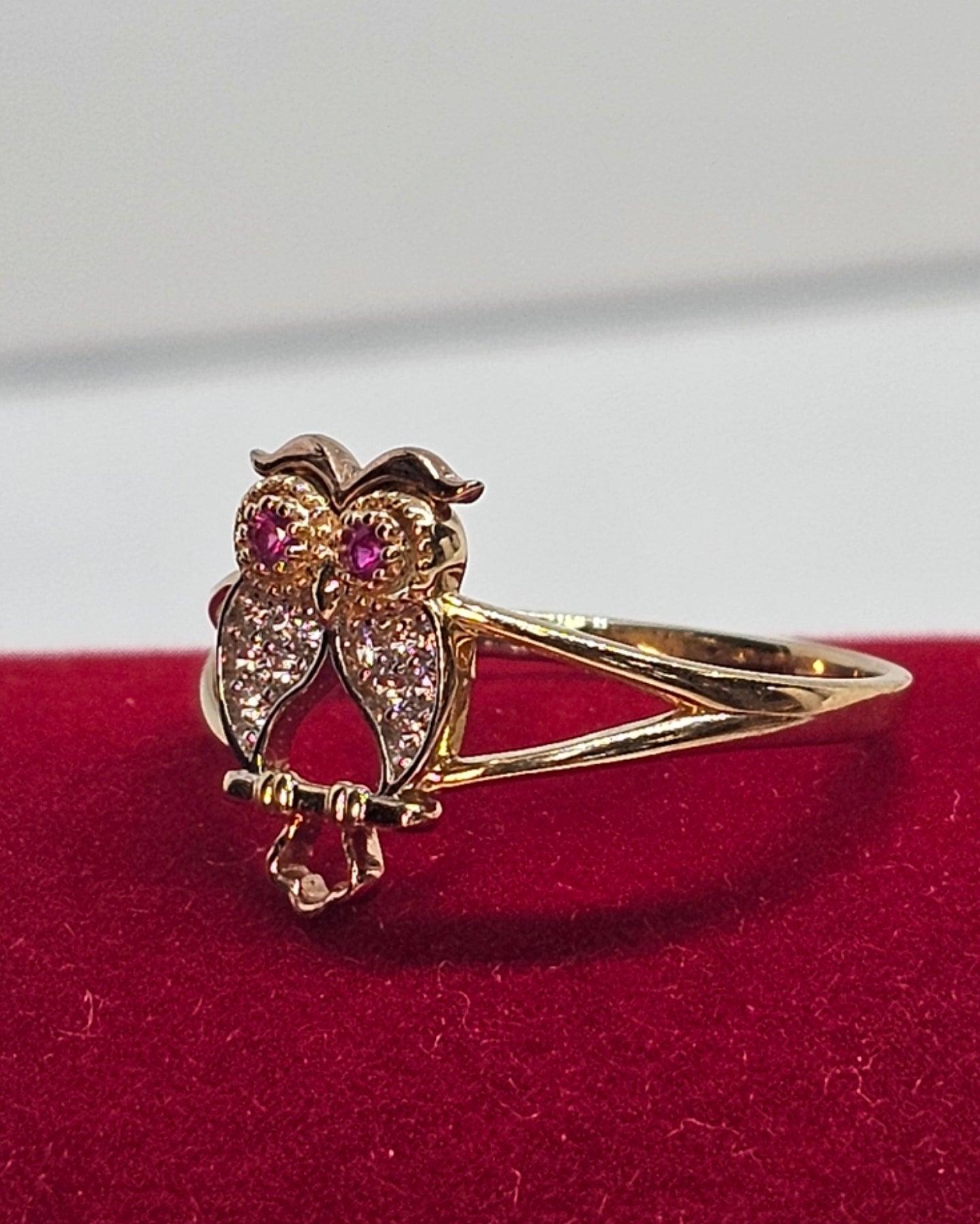 14k Gold Owl Ring #7 - Anillo 14k Oro Búho #7
