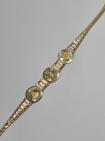 14k Solid Gold Religious Gold Bola Bracelet