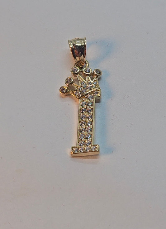 Letter 'I' Pendant 14k Gold - Dige Inicial 'I' Oro 14k CZ