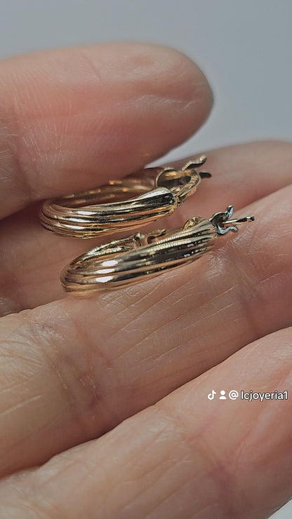 14K Gold Twisted Hoop Earrings - Arracada 14k oro