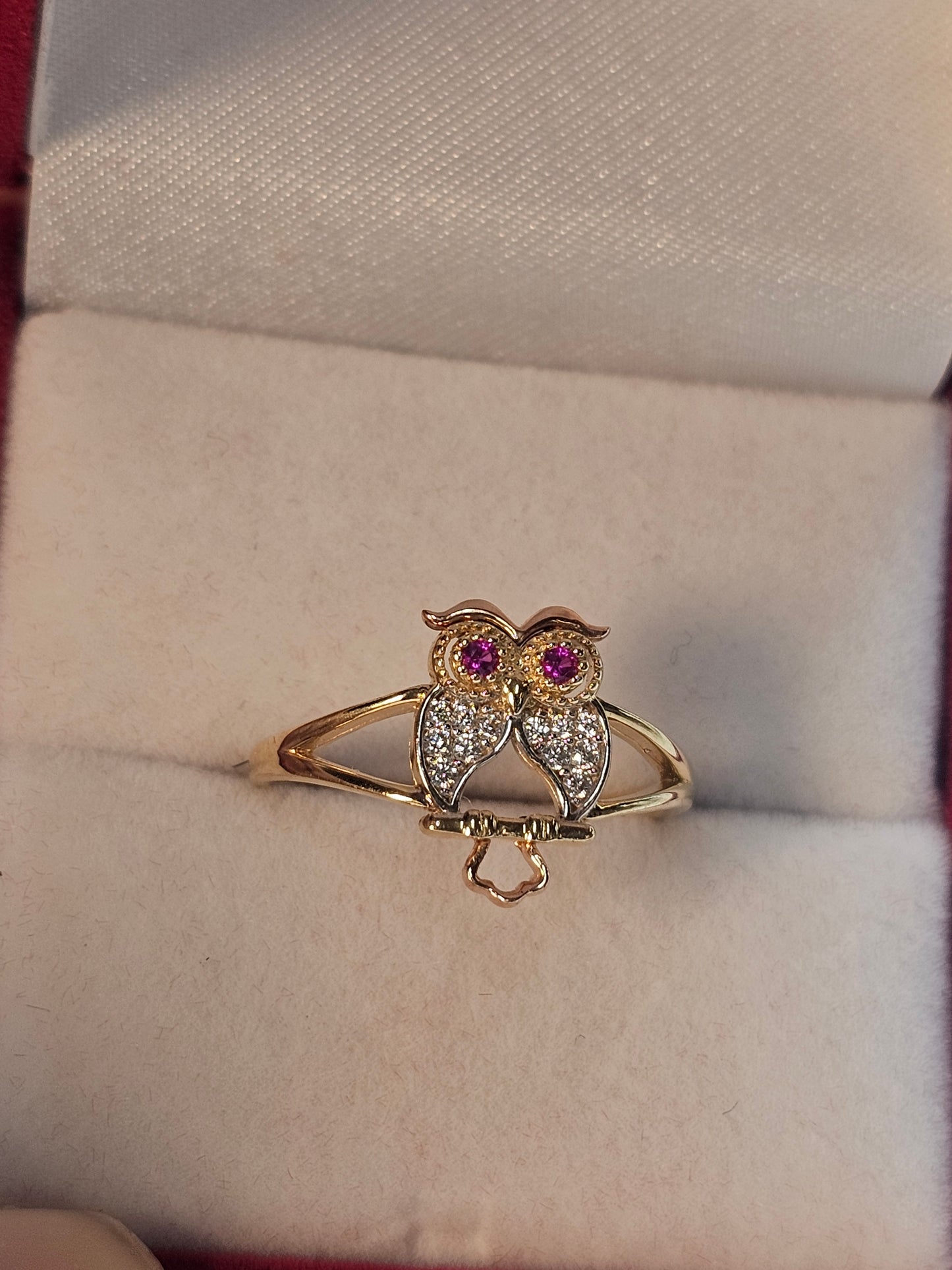 14k Gold Owl Ring #7 - Anillo 14k Oro Búho #7