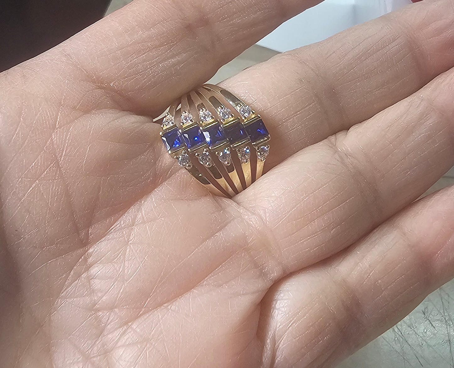 Anillo 5 bandas 14k solido