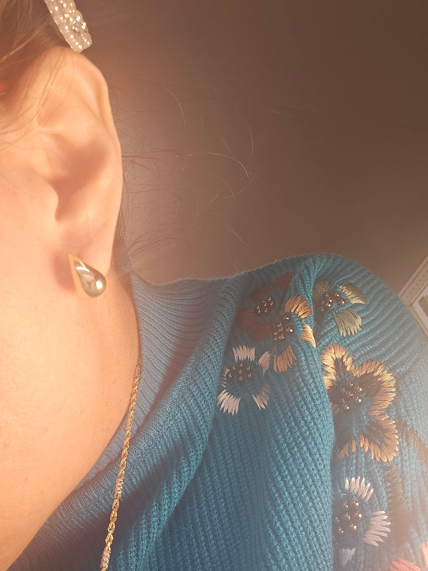 Aretes de Gota 14k Oro Italiano