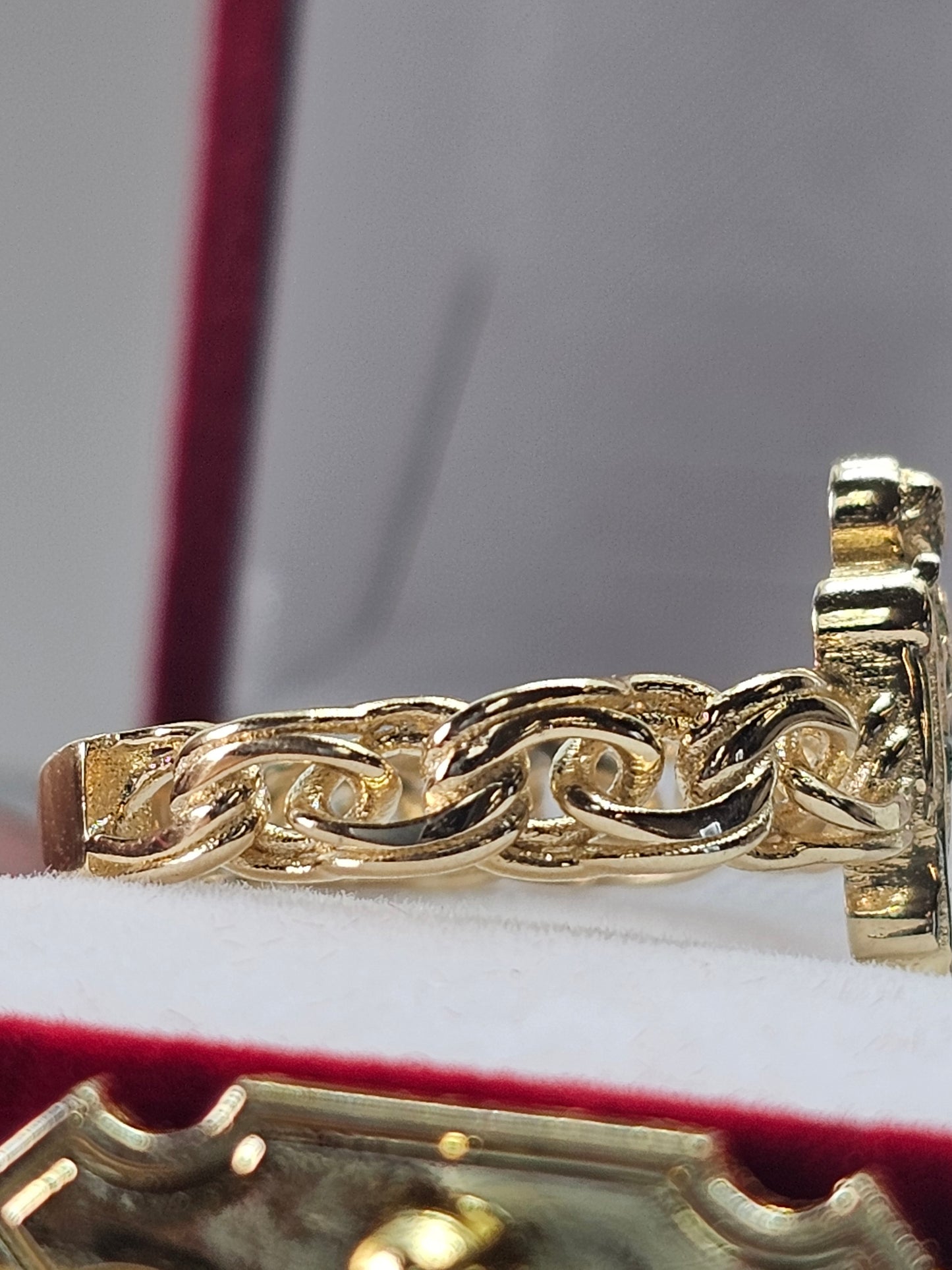 14K Gold St Jude Chino Link Ring - Anillo San Judas Oro 14k Tejido Chino #7