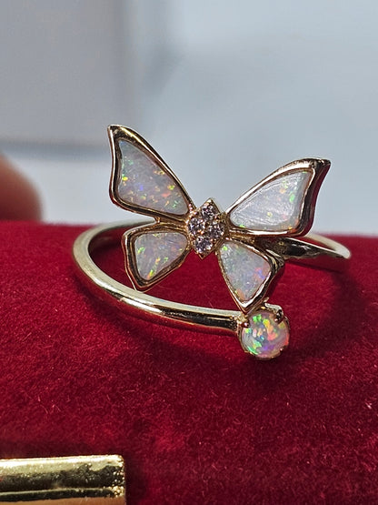 Anillo Mariposa Opalo Oro 14k #7