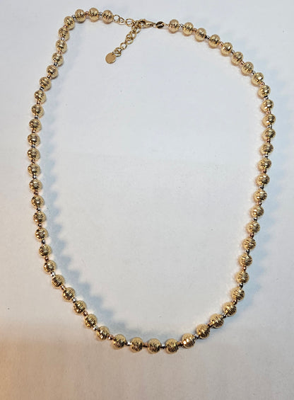 10K Gold Diamond-Cut Beaded Necklace 6mm - Gargantilla Bolita 10k Oro 6mm