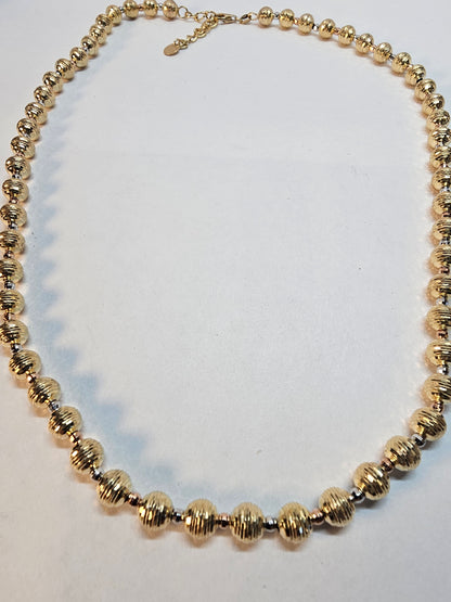 10K Gold Diamond-Cut Beaded Necklace 6mm - Gargantilla Bolita 10k Oro 6mm