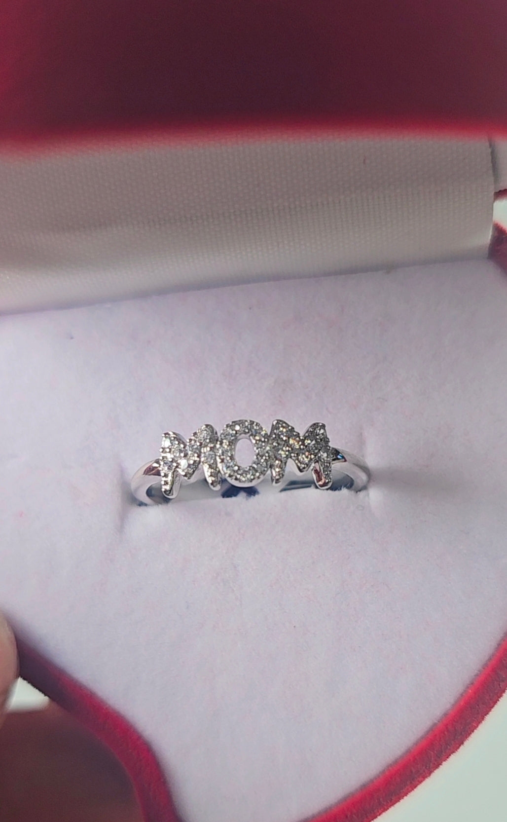 Silver 925 Rhodium Plated "Mom" Ring