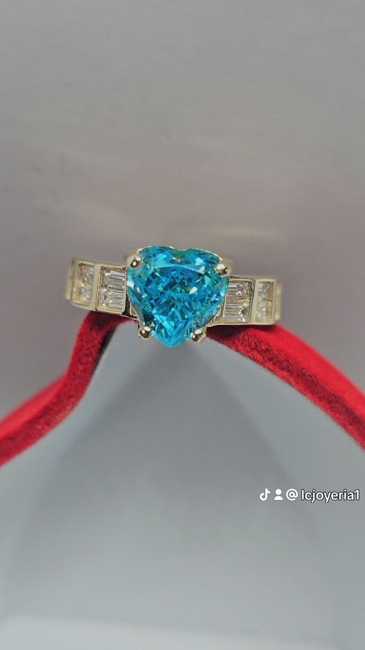 Anillo 14k corazón Azul