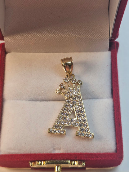 Letter 'A' Pendant 14k Gold - Dige Inicial 'A' Oro 14k CZ